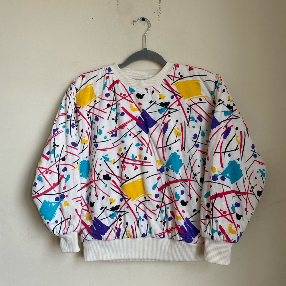 90s paint splatter all over print sweatshirt
